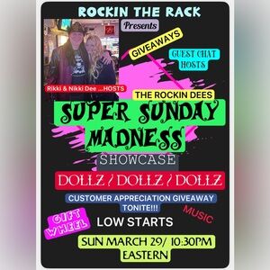 LIST IS UP 4 CUSTOMER APPRECIATION GIVEAWAY TONITE/GIFT WHEEL/MUSIC/$7 $10 DOLLS
